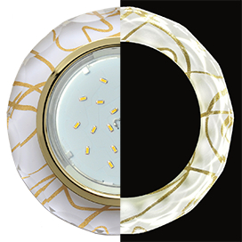 Ecola GX53 H4 LD5313 Glass Стекло Круг с вогнутыми гранями с подсветкой  золото - золото на белом 38x126 (к+)