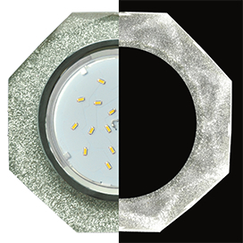 Ecola GX53 H4 LD5312 Glass Стекло 8-угольник с прямыми гранями с подсветкой  хром - серебряный блеск 38x128 (к+)