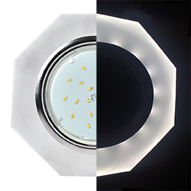 Ecola GX53 H4 LD5312 Glass Стекло 8-угольник с прямыми гранями с подсветкой  хром - матовый 38x128 (к+)