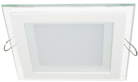 Ecola LED downlight встраив.2042 Квадратный даунлайт со стеклом и подсветкой с драйвером  9W 220V 6500K 120x120x35