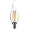 Ecola candle   LED Premium  6,0W  220V E14 4000K 360° filament прозр. нитевидная свеча на ветру (Ra 80, 100 Lm/W, КП=0) 125х37