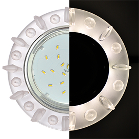 Ecola GX53 H4 LD5361 Glass Круг с квадр. матовыми стразами с подсветкой/фон матовый/центр.часть хром 52x120 (к+)