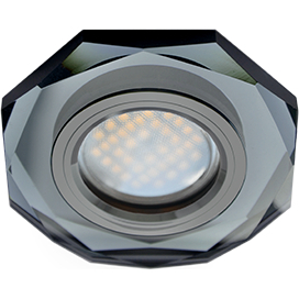 Ecola MR16 DL1652 GU5.3 Glass Стекло 8-угольник с прямыми гранями Черный / Черный хром 25x90 (кd74)