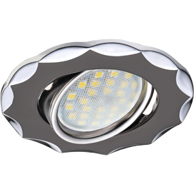 Ecola MR16 DH07 GU5.3 Светильник встр. поворотный Звезда (скрытый крепеж лампы) Черный Хром/Хром 25x88 (кd74)
