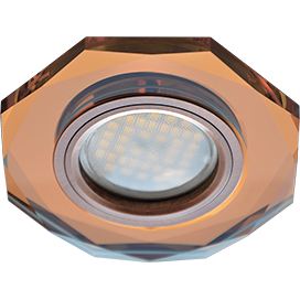 Ecola MR16 DL1652 GU5.3 Glass Стекло 8-угольник с прямыми гранями Янтарь / Черненая медь 25x90 (кd74)