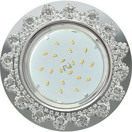Ecola GX53 H4 5360 Glass Круг с  прозрачными стразами Корона (оправа хром)/фон зерк../центр.часть хром 52x120 (к+)