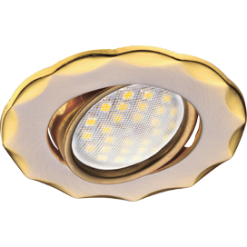 Ecola MR16 DH07 GU5.3 Светильник встр. поворотный Звезда (скрытый крепеж лампы) Сатин-Хром/Золото 25x88 (кd74)