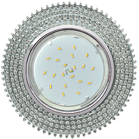Ecola GX53 H4 5362 Glass Круг с прозр.стразами (оправа хром)/фон зерк./центр.часть хром 40x120 (к+)
