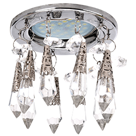 Ecola MR16 CR1004 GU5.3 Glass Стекло Круг "Восточный стиль" на коротком подвесе Прозрачный / Хром 84x100