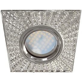 Ecola MR16 DL1659 GU5.3 Glass Стекло Квадрат с прозр.стразами (оправа хром)/фон зерк./центр.часть хром 30x95x95